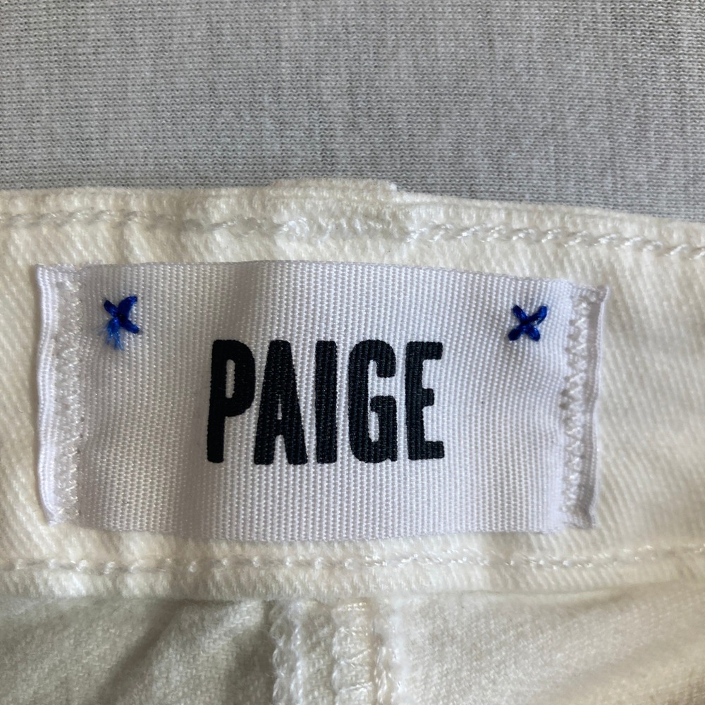 Paige Verdugo Ultra‎ Skinny Jeans 28 (Fit 34 Waist) Optic White Distressed W1454 - Picture 3 of 16